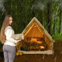 2 Days Camping in Heavy Rain with My Dog Cozy Hot Tent & Wood Stove ASMR