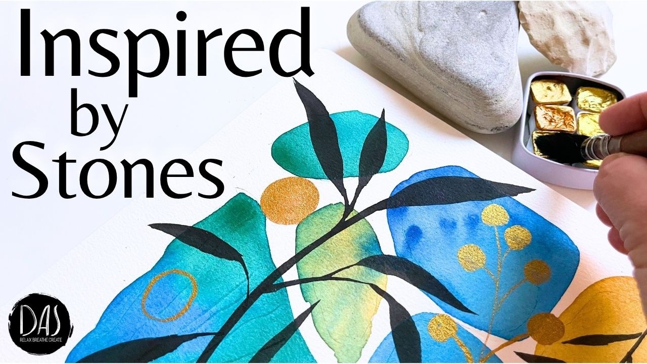 Creating Watercolor Magic from Simple Stones easy stress free painting with NO decisions to make